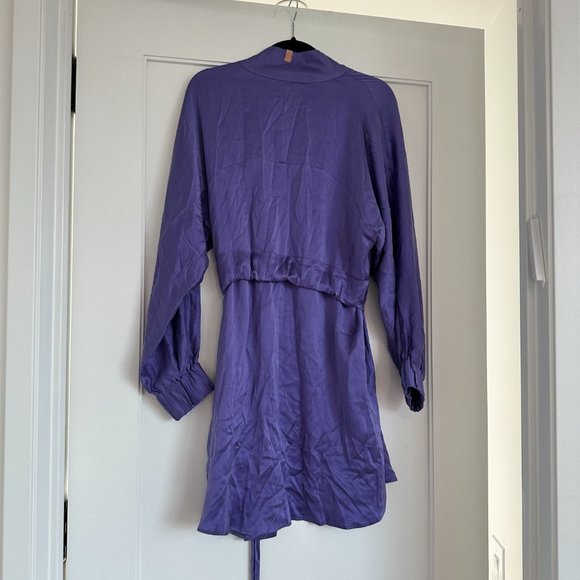 Lunya Washable Silk Robe SZ XS/S Purple Hypoallergenic Removable Belt - Picture 7 of 8